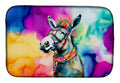 Hippie Animal Donkey Dish Drying Mat Absorbent Dish Drying Mat Pad for Kitchen Counter Dish Drainer Mat for Countertop, 14 x 21", Multicolor