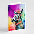 Hippie Animal Donkey Greeting Cards Pack of 8 Blank Cards with Envelopes Whimsical A7 Size 5x7