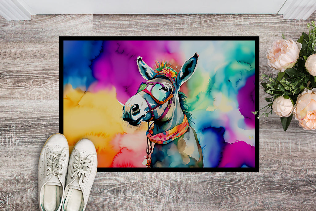 Hippie Animal Donkey Doormat Indoor Outdoor 24H X 36W Front Door Mat Rugs for Entryway, Non Slip Washable Low Pile,