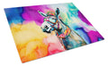 Hippie Animal Donkey Cutting Board Tempered Glass Kitchen Cutting Surface, Heat Resistant Chopping, Non-Slip Feet, Food Prep & Serving