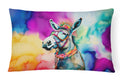 Hippie Animal Donkey Decorative Throw Pillow 12x16 Indoor Outdoor Accent Cushion, Fabric Cover with Insert for Sofa, Bed, Porch & Living Room