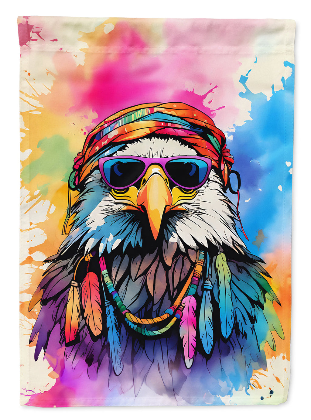 Hippie Animal Eagle House Flag 28x40 Porch Sleeve Pole Decorative Outside Yard Banner Artwork Wall Hanging, Polyester