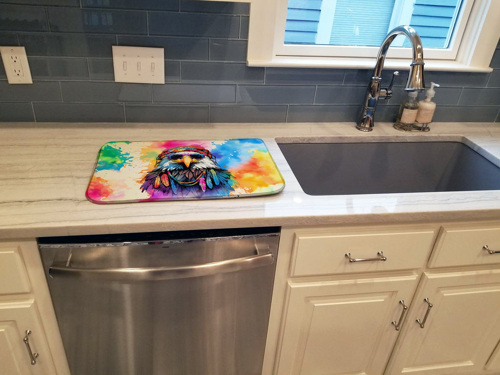 Hippie Animal Eagle Dish Drying Mat Absorbent Dish Drying Mat Pad for Kitchen Counter Dish Drainer Mat for Countertop, 14 x 21", Multicolor