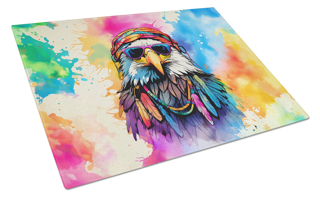 Hippie Animal Eagle Cutting Board Tempered Glass Kitchen Cutting Surface, Heat Resistant Chopping, Non-Slip Feet, Food Prep & Serving