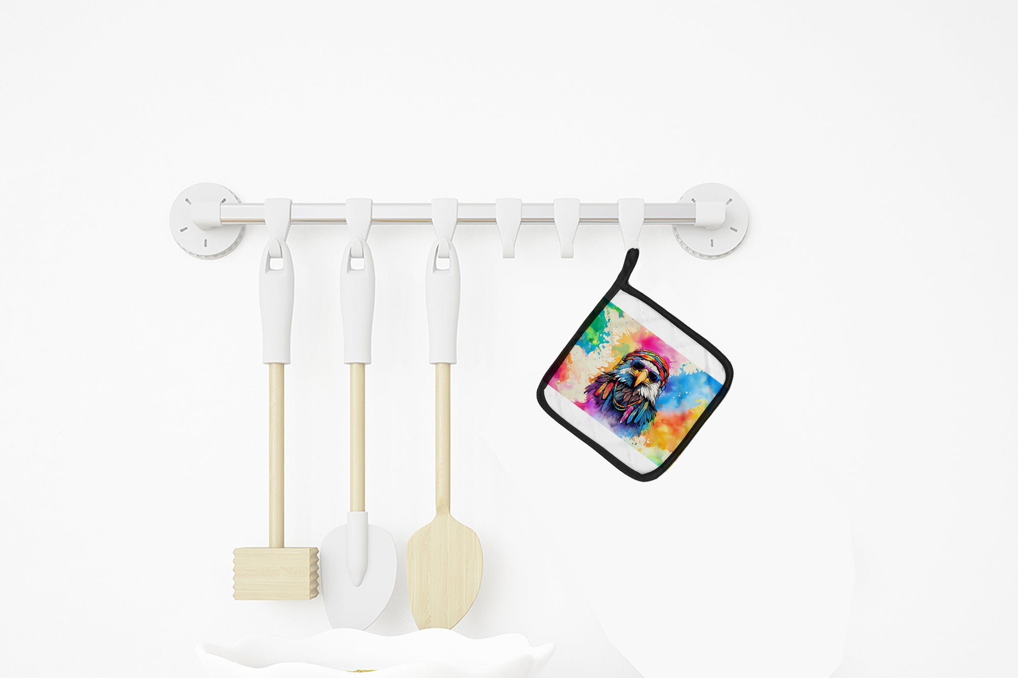 Hippie Animal Eagle Pot Holder Set of 2 Heat Resistant Quilted Hot Pads 7.5 x 7.5 Inch, Insulated Kitchen Trivets for Cooking & Baking
