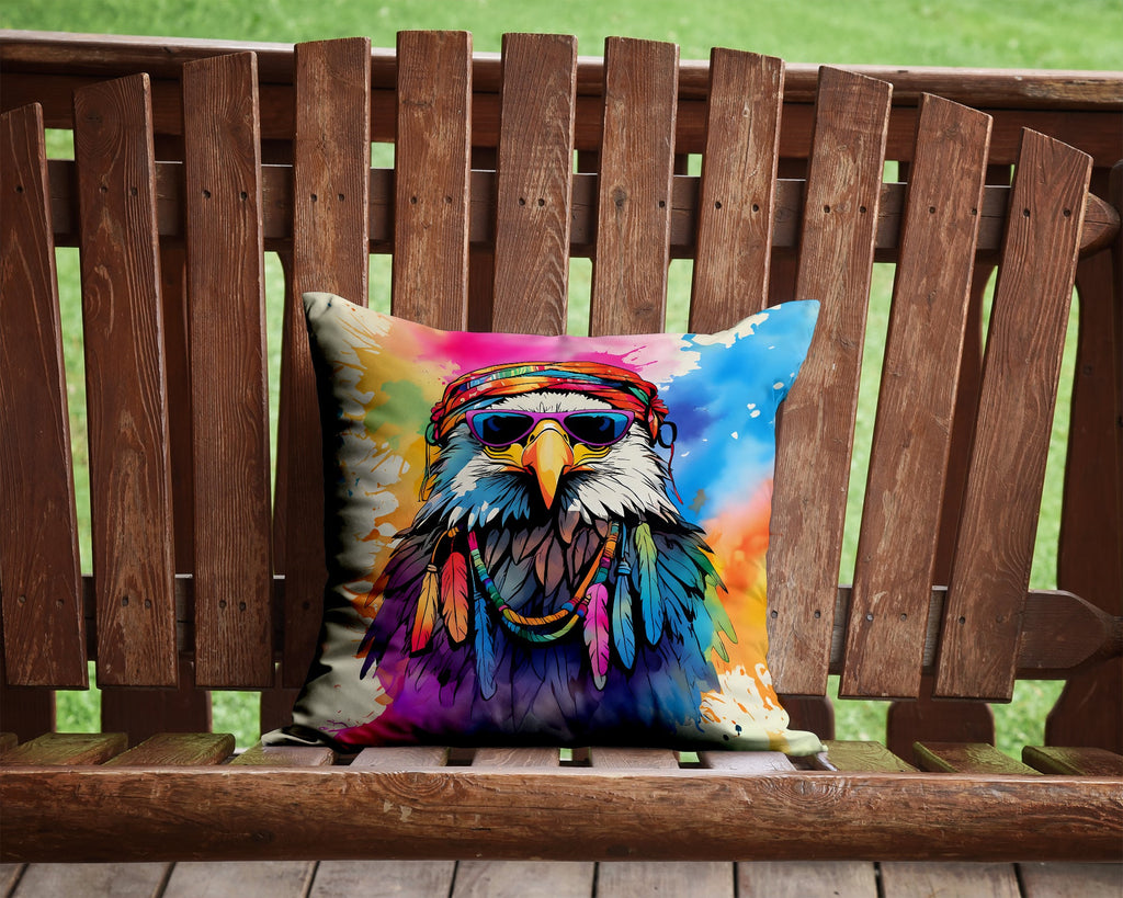 Hippie Animal Eagle Decorative Throw Pillow 14x14 Indoor Outdoor Accent Cushion, Fabric Cover with Insert for Sofa, Bed, Porch & Living Room