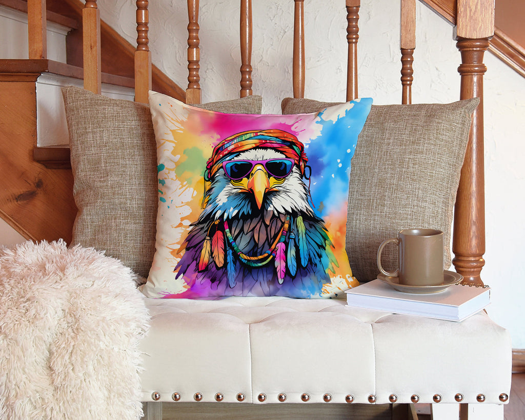 Hippie Animal Eagle Decorative Throw Pillow 14x14 Indoor Outdoor Accent Cushion, Fabric Cover with Insert for Sofa, Bed, Porch & Living Room