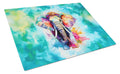 Hippie Animal Elephant Cutting Board Tempered Glass Kitchen Cutting Surface, Heat Resistant Chopping, Non-Slip Feet, Food Prep & Serving