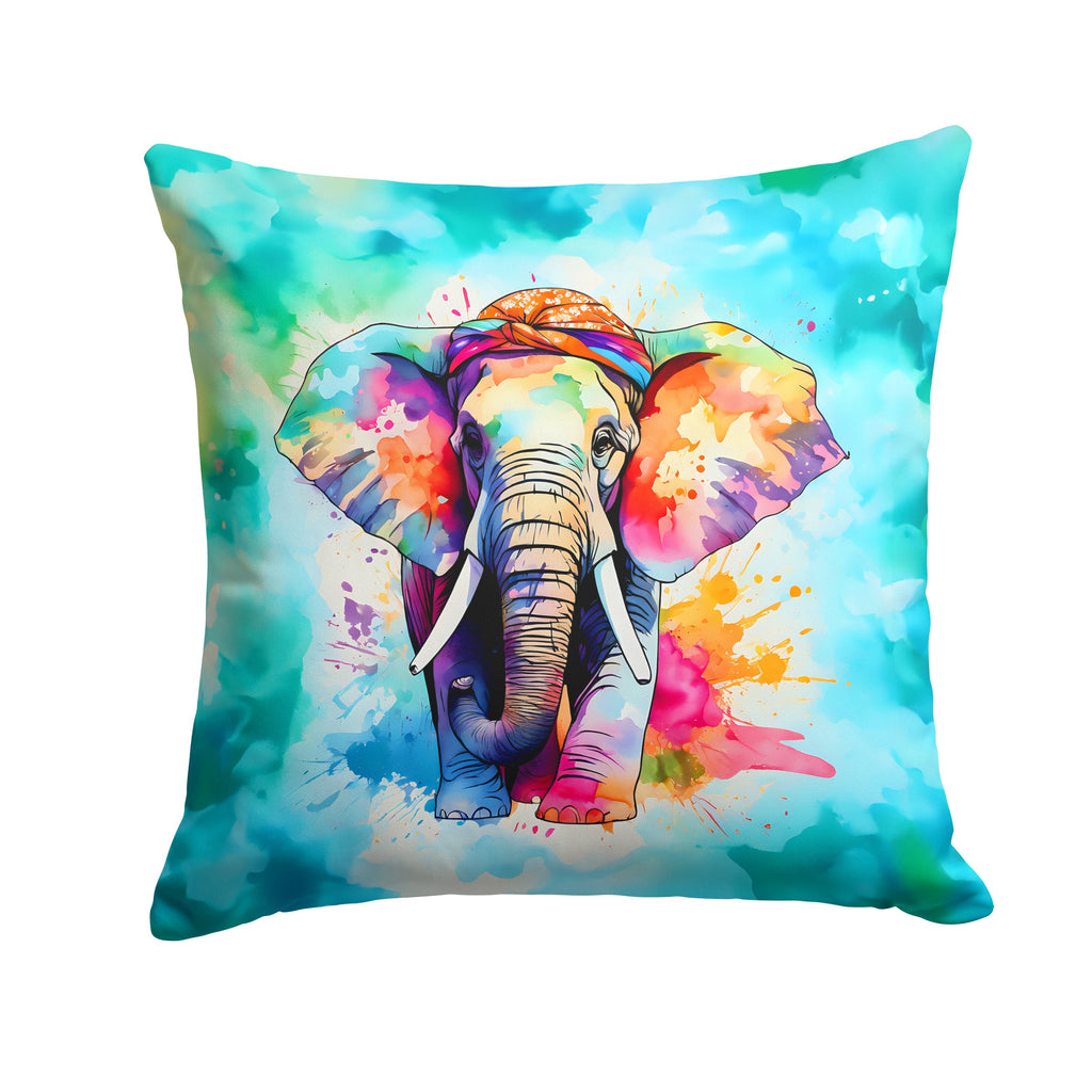 Hippie Animal Elephant Decorative Throw Pillow 18x18 Indoor Outdoor Accent Cushion, Fabric Cover with Insert for Sofa, Bed, Porch & Living Room