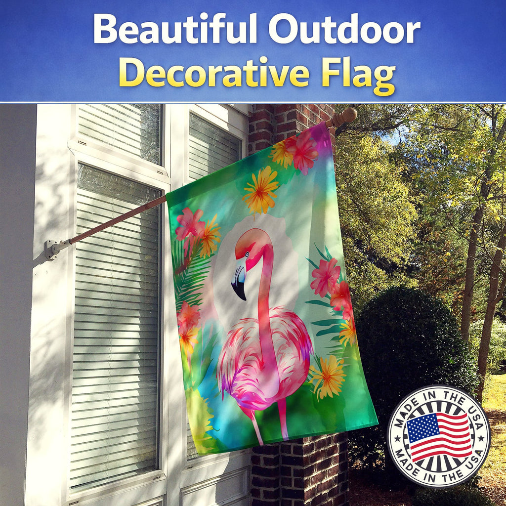 Hippie Animal Flamingo House Flag 28x40 Porch Sleeve Pole Decorative Outside Yard Banner Artwork Wall Hanging, Polyester