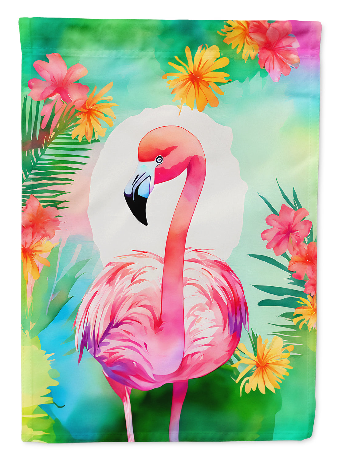 Hippie Animal Flamingo House Flag 28x40 Porch Sleeve Pole Decorative Outside Yard Banner Artwork Wall Hanging, Polyester