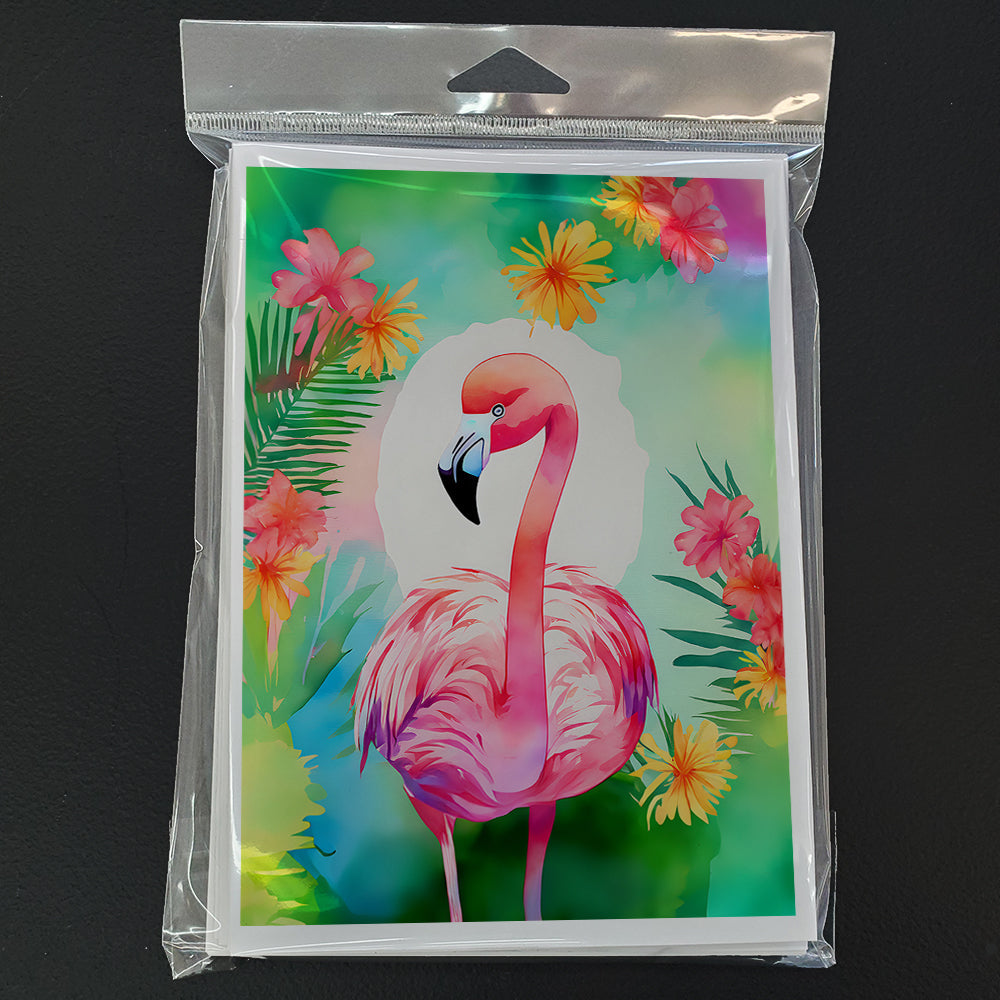 Hippie Animal Flamingo Greeting Cards Pack of 8 Blank Cards with Envelopes Whimsical A7 Size 5x7