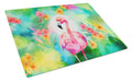 Hippie Animal Flamingo Cutting Board Tempered Glass Kitchen Cutting Surface, Heat Resistant Chopping, Non-Slip Feet, Food Prep & Serving