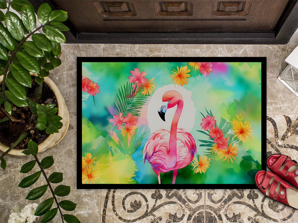 Hippie Animal Flamingo Doormat Indoor Outdoor 18H X 27W Front Door Mat Rugs for Entryway, Non Slip Washable
