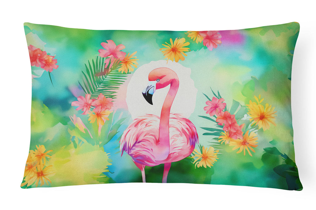 Hippie Animal Flamingo Decorative Throw Pillow 12x16 Indoor Outdoor Accent Cushion, Fabric Cover with Insert for Sofa, Bed, Porch & Living Room