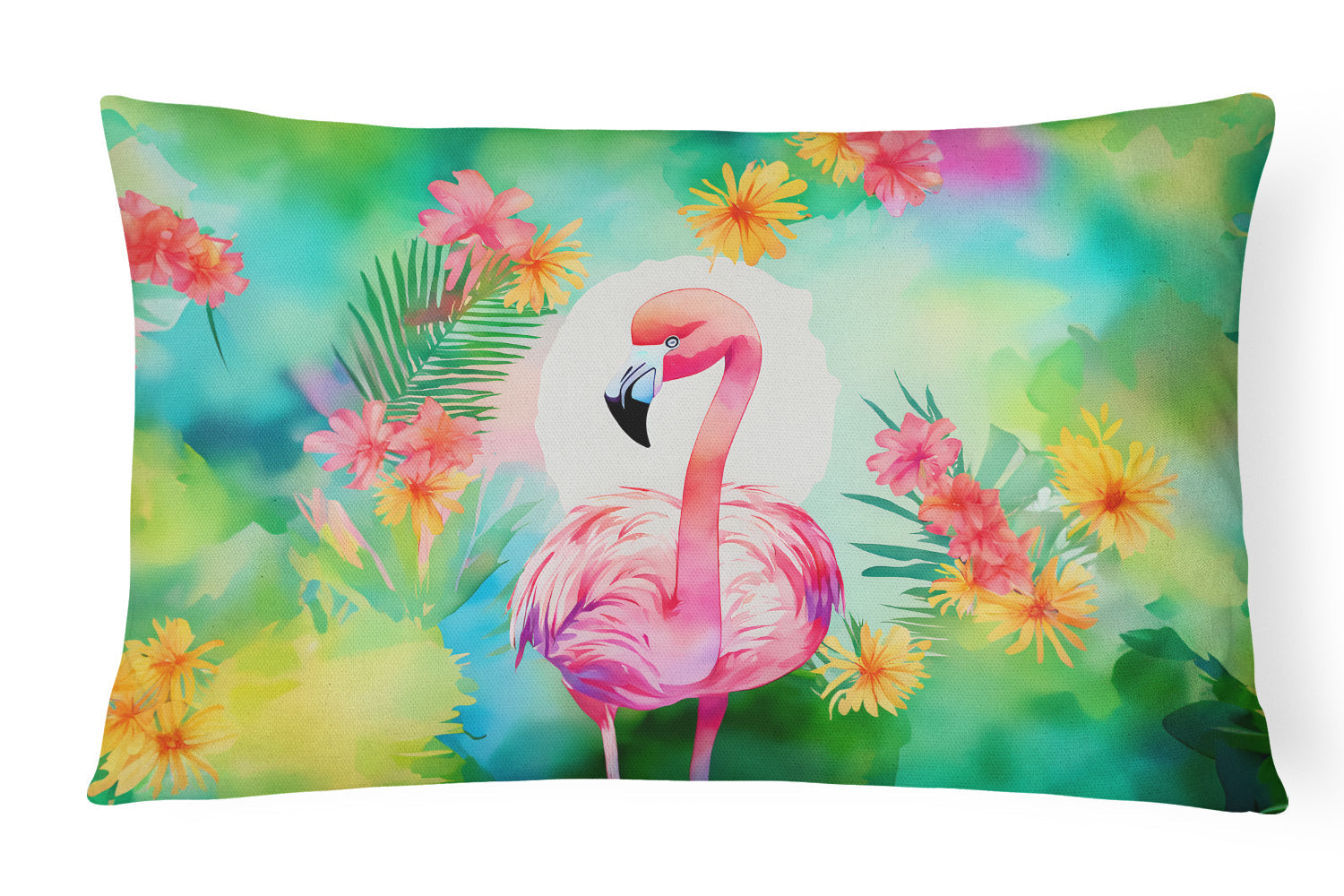 Hippie Animal Flamingo Decorative Throw Pillow 12x16 Indoor Outdoor Accent Cushion, Fabric Cover with Insert for Sofa, Bed, Porch & Living Room