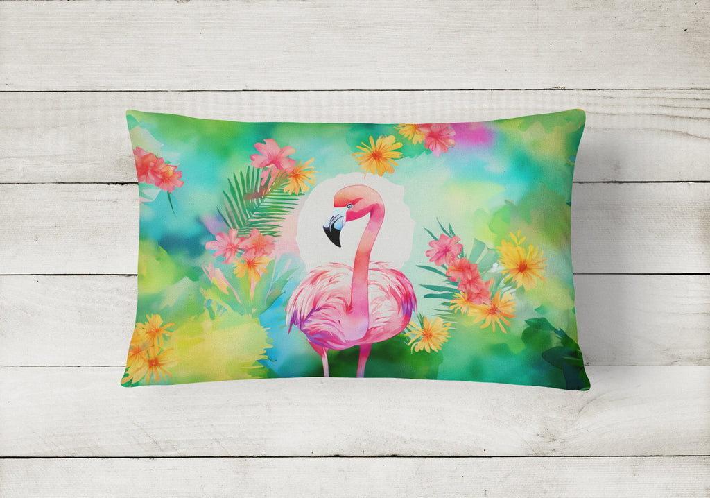 Hippie Animal Flamingo Decorative Throw Pillow 12x16 Indoor Outdoor Accent Cushion, Fabric Cover with Insert for Sofa, Bed, Porch & Living Room