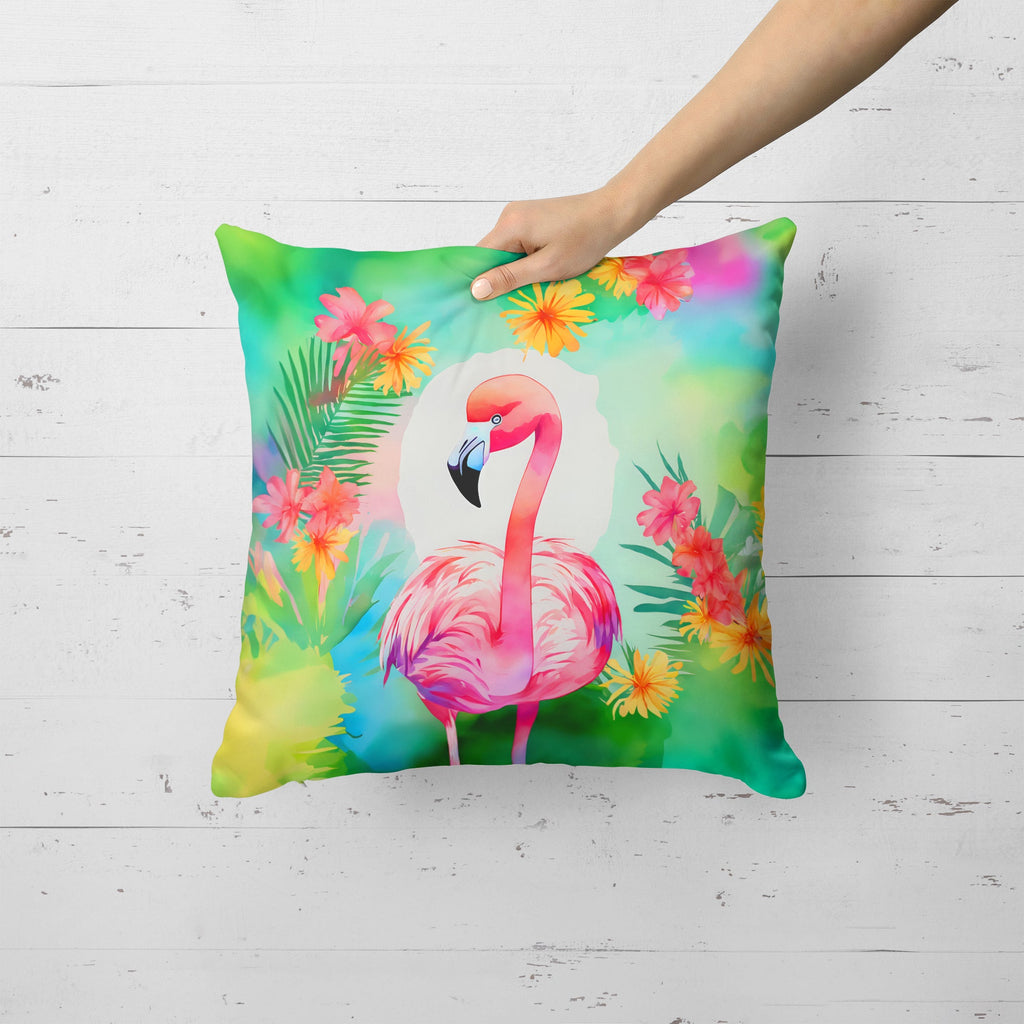 Hippie Animal Flamingo Decorative Throw Pillow 18x18 Indoor Outdoor Accent Cushion, Fabric Cover with Insert for Sofa, Bed, Porch & Living Room