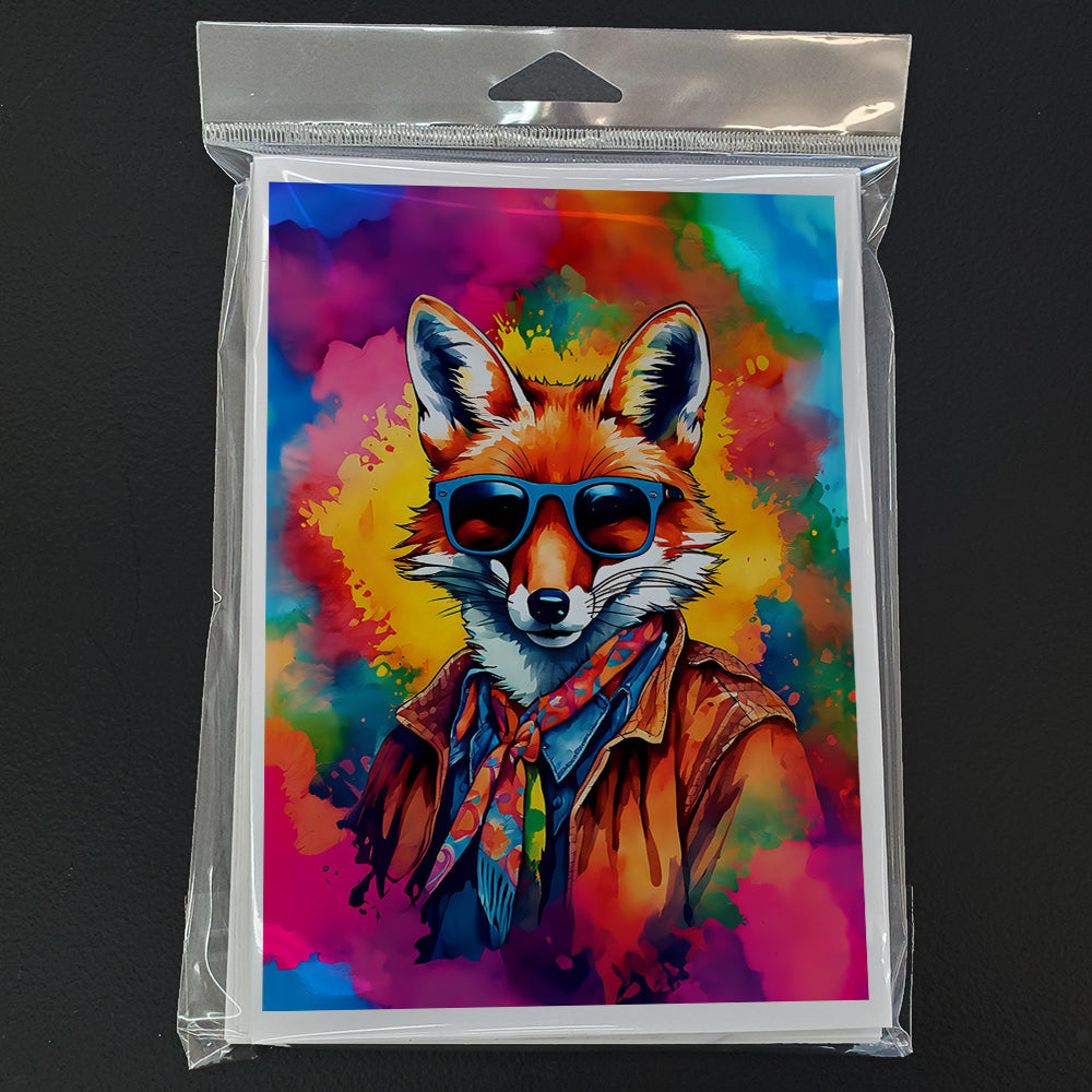 Hippie Animal Fox Greeting Cards Pack of 8 Blank Cards with Envelopes Whimsical A7 Size 5x7