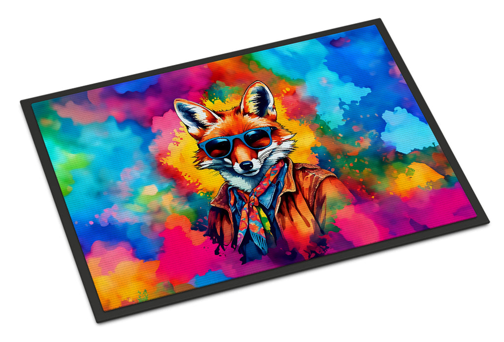 Hippie Animal Fox Doormat Indoor Outdoor 18H X 27W Front Door Mat Rugs for Entryway, Non Slip Washable