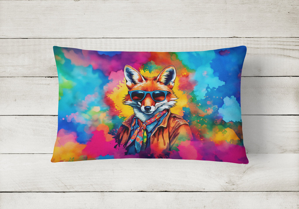 Hippie Animal Fox Decorative Throw Pillow 12x16 Indoor Outdoor Accent Cushion, Fabric Cover with Insert for Sofa, Bed, Porch & Living Room