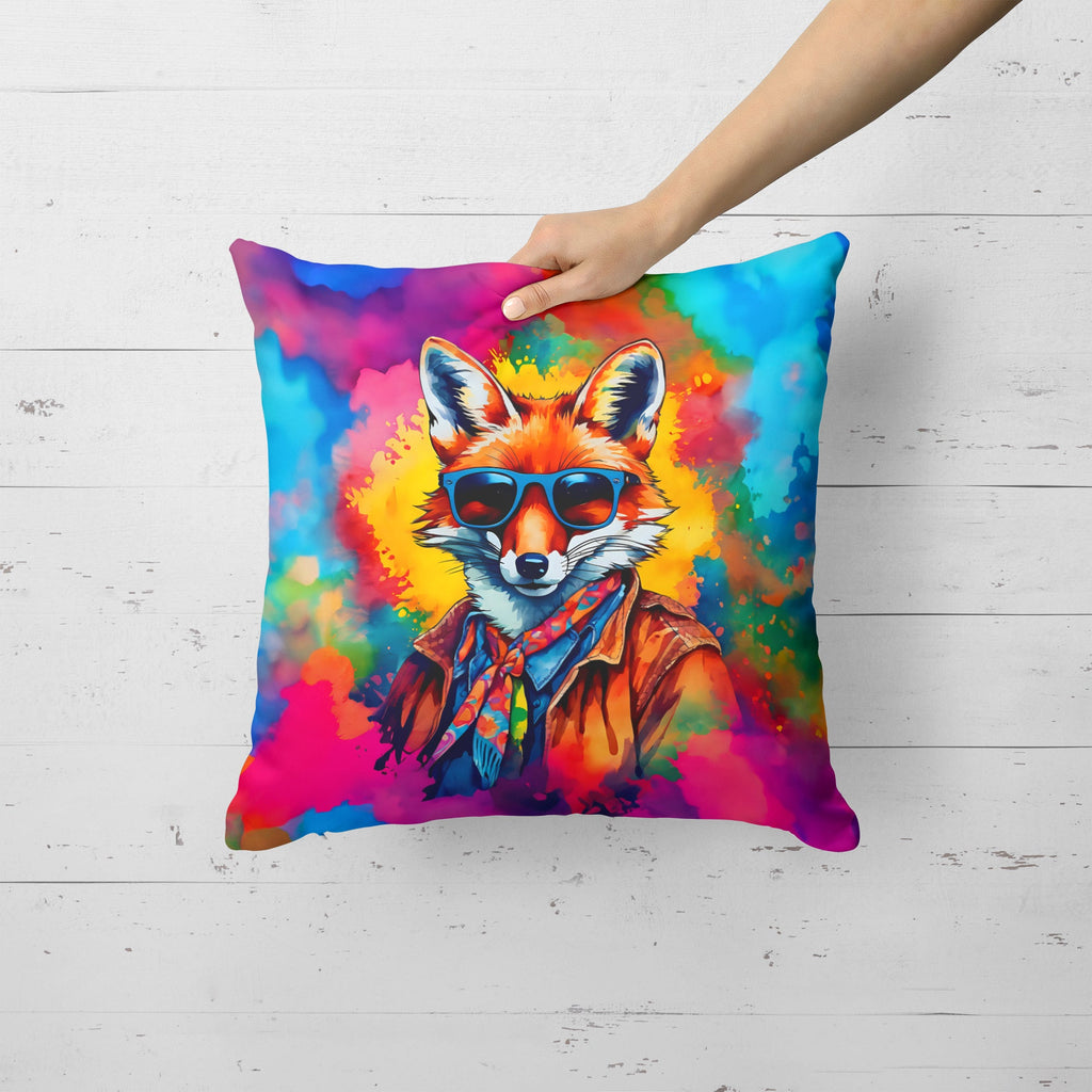 Hippie Animal Fox Decorative Throw Pillow 18x18 Indoor Outdoor Accent Cushion, Fabric Cover with Insert for Sofa, Bed, Porch & Living Room