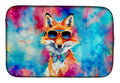 Hippie Animal Fox Dish Drying Mat Absorbent Dish Drying Mat Pad for Kitchen Counter Dish Drainer Mat for Countertop, 14 x 21", Multicolor