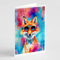 Hippie Animal Fox Greeting Cards Pack of 8 Blank Cards with Envelopes Whimsical A7 Size 5x7