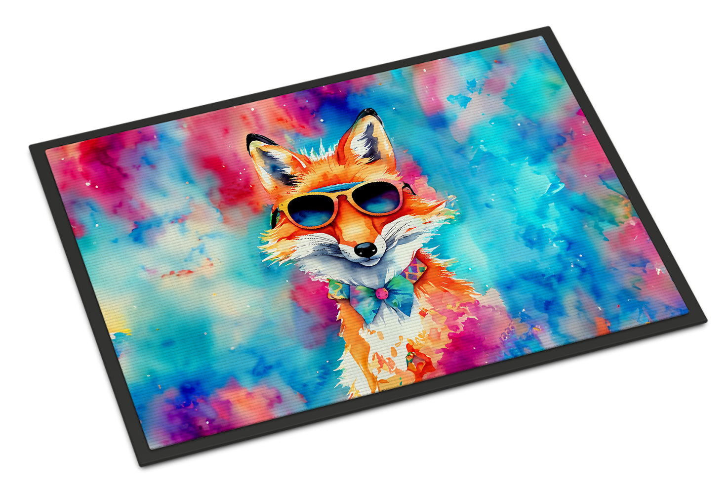 Hippie Animal Fox Doormat Indoor Outdoor 18H X 27W Front Door Mat Rugs for Entryway, Non Slip Washable