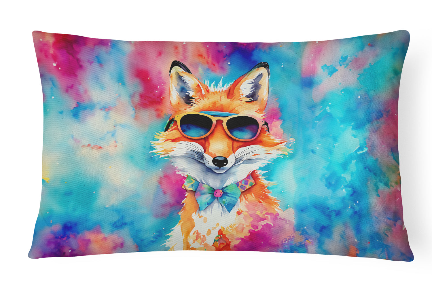 Hippie Animal Fox Decorative Throw Pillow 12x16 Indoor Outdoor Accent Cushion, Fabric Cover with Insert for Sofa, Bed, Porch & Living Room