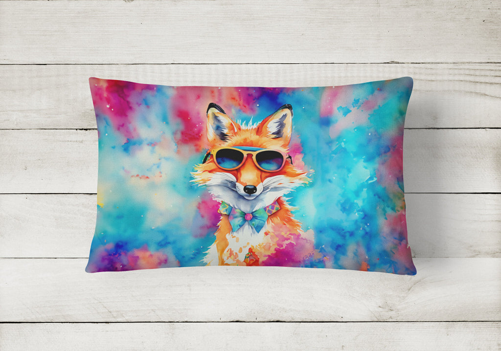 Hippie Animal Fox Decorative Throw Pillow 12x16 Indoor Outdoor Accent Cushion, Fabric Cover with Insert for Sofa, Bed, Porch & Living Room
