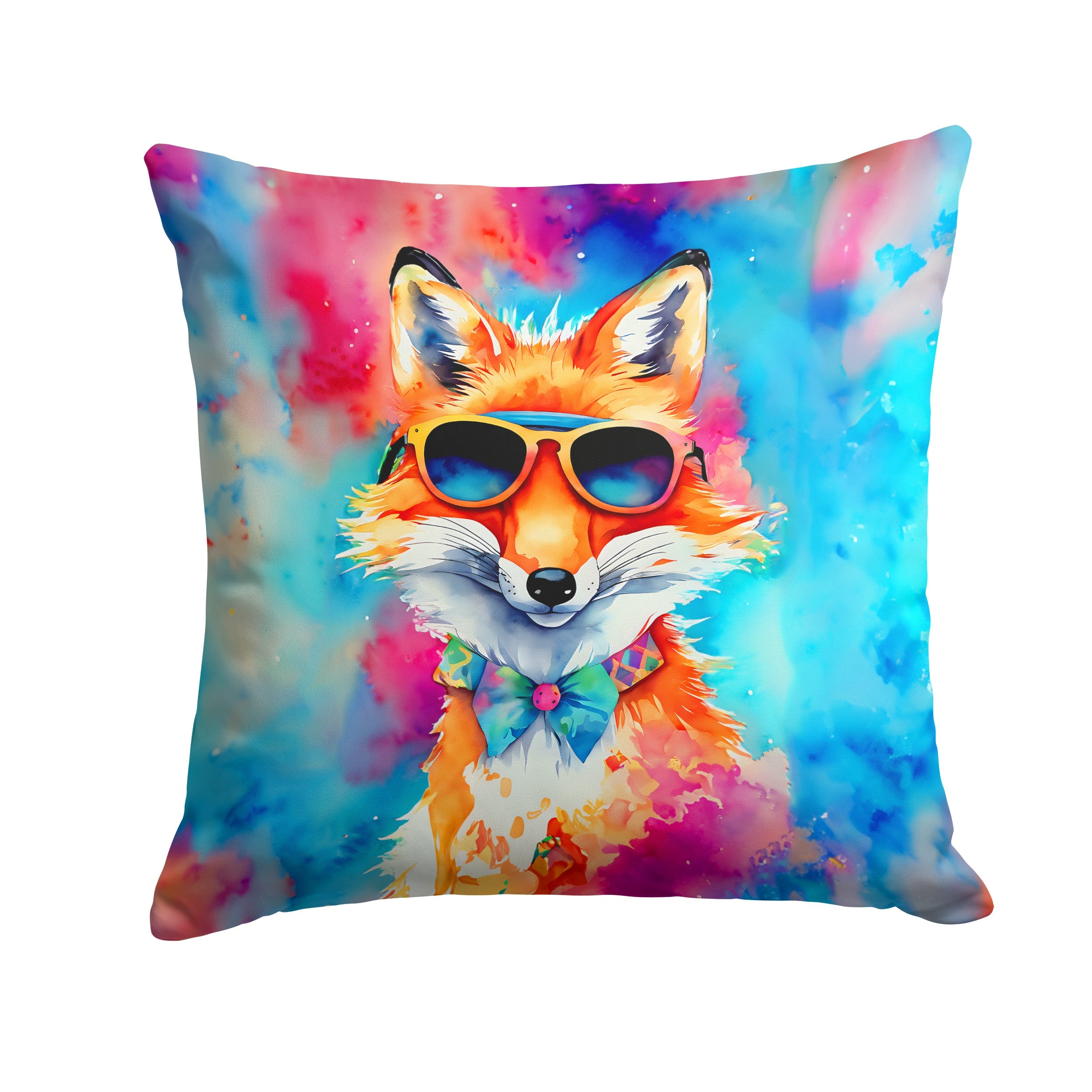 Hippie Animal Fox Decorative Throw Pillow 18x18 Indoor Outdoor Accent Cushion, Fabric Cover with Insert for Sofa, Bed, Porch & Living Room