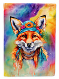 Hippie Animal Fox House Flag 28x40 Porch Sleeve Pole Decorative Outside Yard Banner Artwork Wall Hanging, Polyester