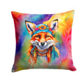 Hippie Animal Fox Decorative Throw Pillow 18x18 Indoor Outdoor Accent Cushion, Fabric Cover with Insert for Sofa, Bed, Porch & Living Room