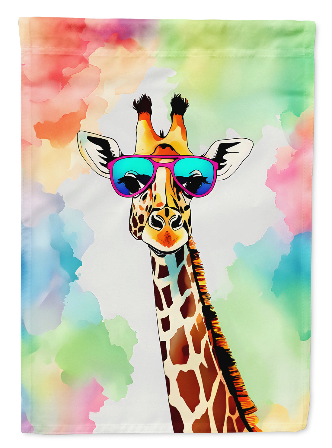 Hippie Animal Giraffe House Flag 28x40 Porch Sleeve Pole Decorative Outside Yard Banner Artwork Wall Hanging, Polyester