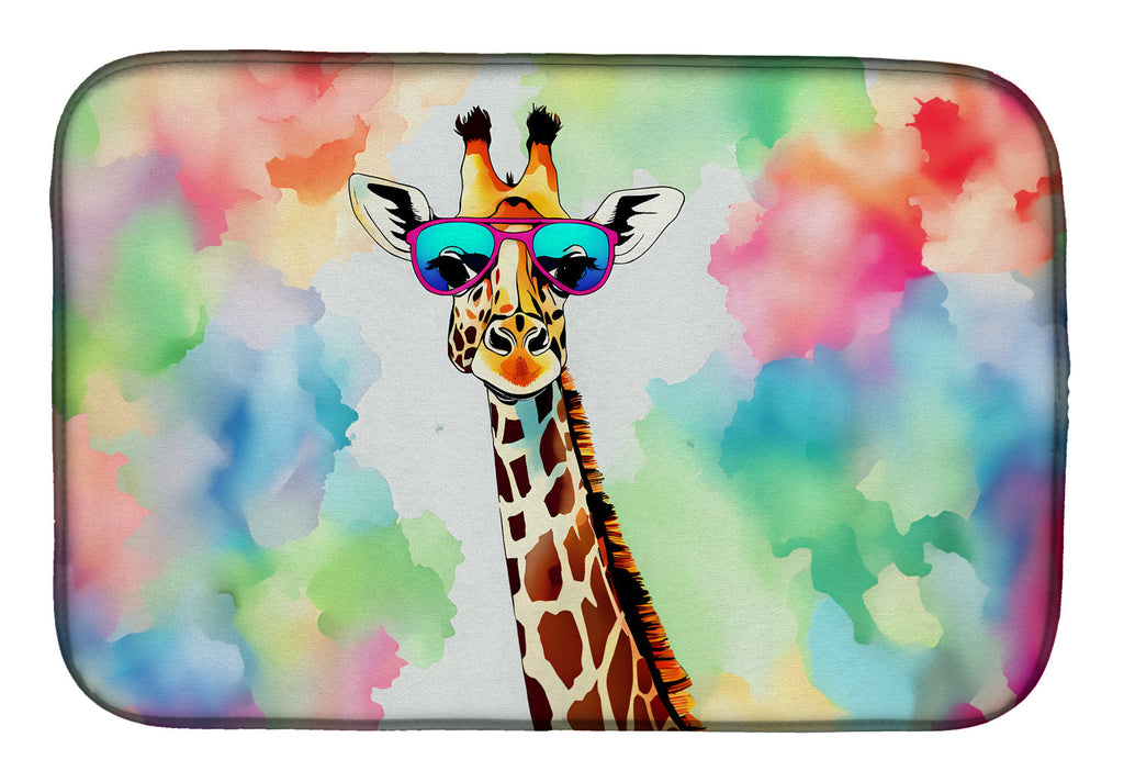 Hippie Animal Giraffe Dish Drying Mat Absorbent Dish Drying Mat Pad for Kitchen Counter Dish Drainer Mat for Countertop, 14 x 21", Multicolor