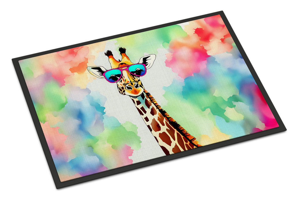 Hippie Animal Giraffe Doormat Indoor Outdoor 18H X 27W Front Door Mat Rugs for Entryway, Non Slip Washable