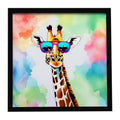 Hippie Animal Giraffe Framed Metal Print Bathroom, Kitchen, Office, Home Decor Wall Art Ready to Hang, Square, 8X8