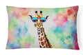 Hippie Animal Giraffe Decorative Throw Pillow 12x16 Indoor Outdoor Accent Cushion, Fabric Cover with Insert for Sofa, Bed, Porch & Living Room