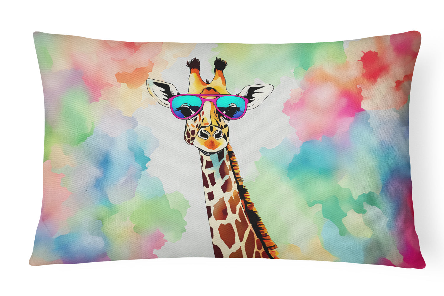 Hippie Animal Giraffe Decorative Throw Pillow 12x16 Indoor Outdoor Accent Cushion, Fabric Cover with Insert for Sofa, Bed, Porch & Living Room