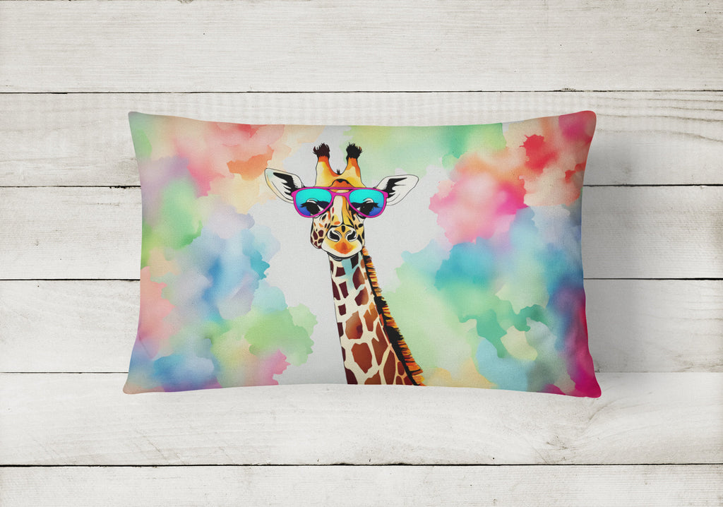 Hippie Animal Giraffe Decorative Throw Pillow 12x16 Indoor Outdoor Accent Cushion, Fabric Cover with Insert for Sofa, Bed, Porch & Living Room