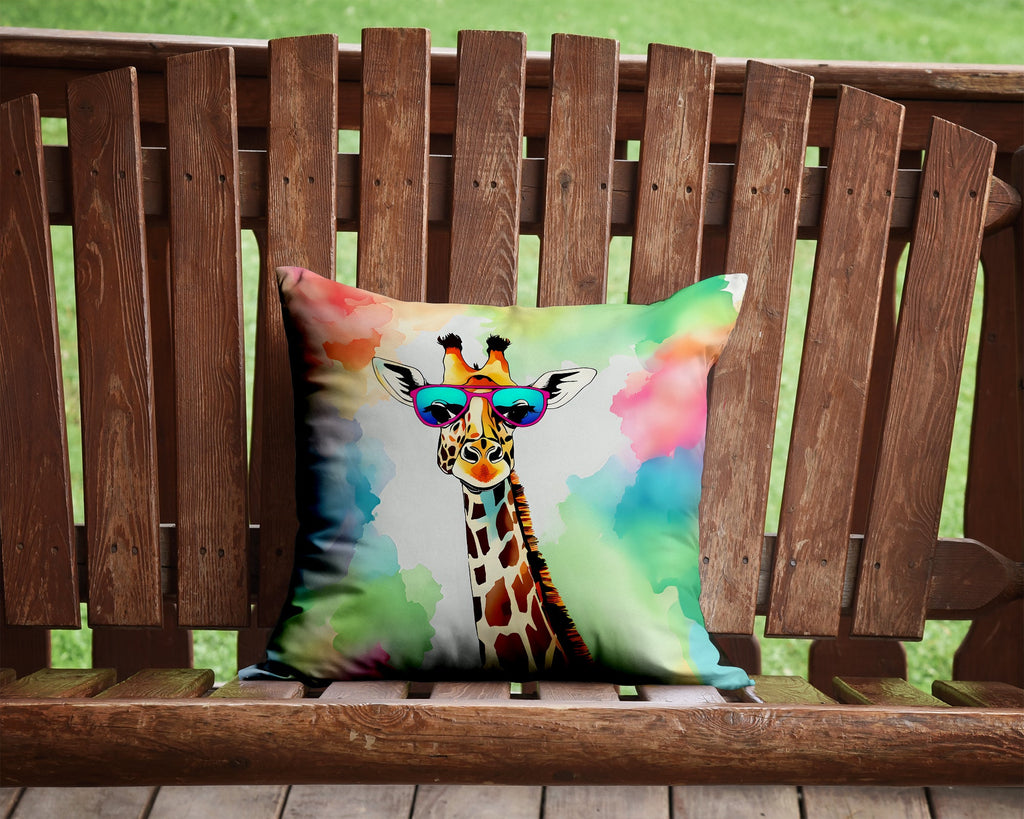 Hippie Animal Giraffe Decorative Throw Pillow 14x14 Indoor Outdoor Accent Cushion, Fabric Cover with Insert for Sofa, Bed, Porch & Living Room