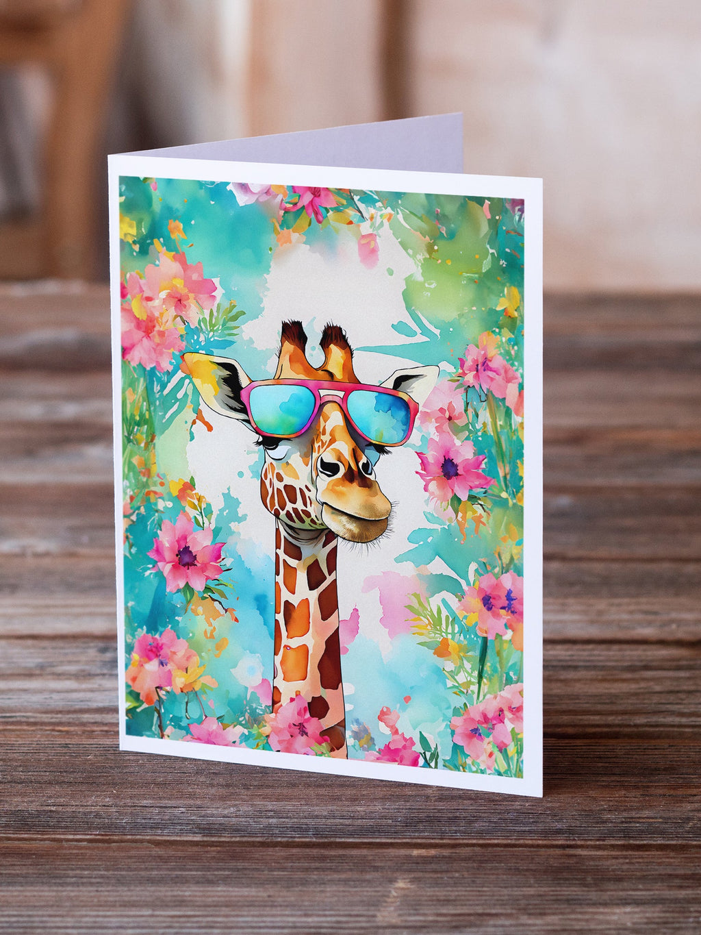 Hippie Animal Giraffe Greeting Cards Pack of 8 Blank Cards with Envelopes Whimsical A7 Size 5x7