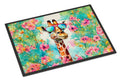 Hippie Animal Giraffe Doormat Indoor Outdoor 18H X 27W Front Door Mat Rugs for Entryway, Non Slip Washable