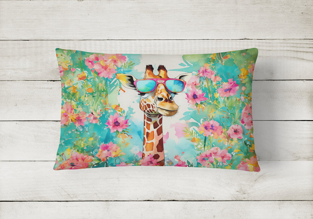 Hippie Animal Giraffe Decorative Throw Pillow 12x16 Indoor Outdoor Accent Cushion, Fabric Cover with Insert for Sofa, Bed, Porch & Living Room