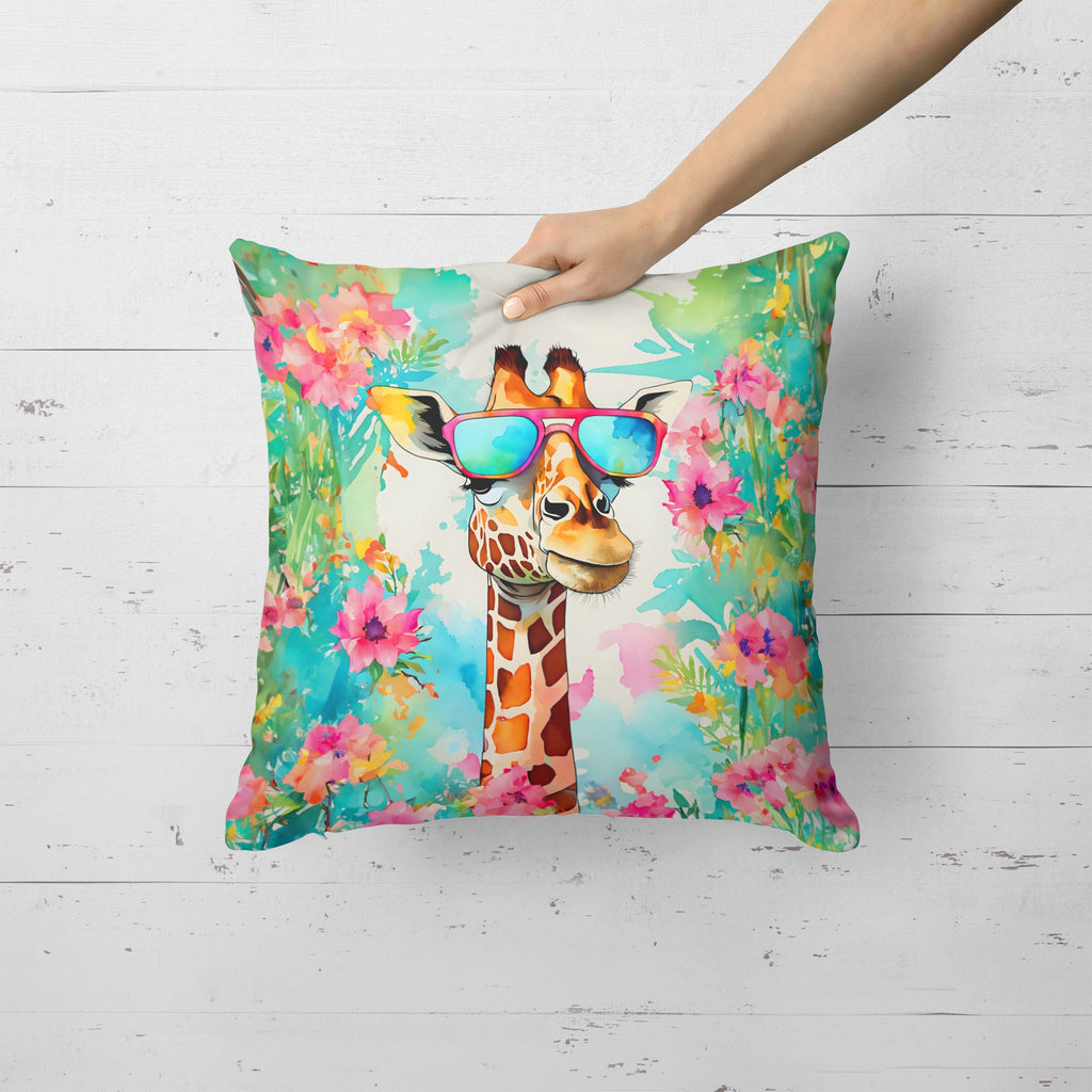 Hippie Animal Giraffe Decorative Throw Pillow 18x18 Indoor Outdoor Accent Cushion, Fabric Cover with Insert for Sofa, Bed, Porch & Living Room