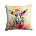 Hippie Animal Goat Decorative Throw Pillow 14x14 Indoor Outdoor Accent Cushion, Fabric Cover with Insert for Sofa, Bed, Porch & Living Room