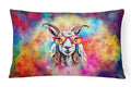 Hippie Animal Goat Decorative Throw Pillow 12x16 Indoor Outdoor Accent Cushion, Fabric Cover with Insert for Sofa, Bed, Porch & Living Room