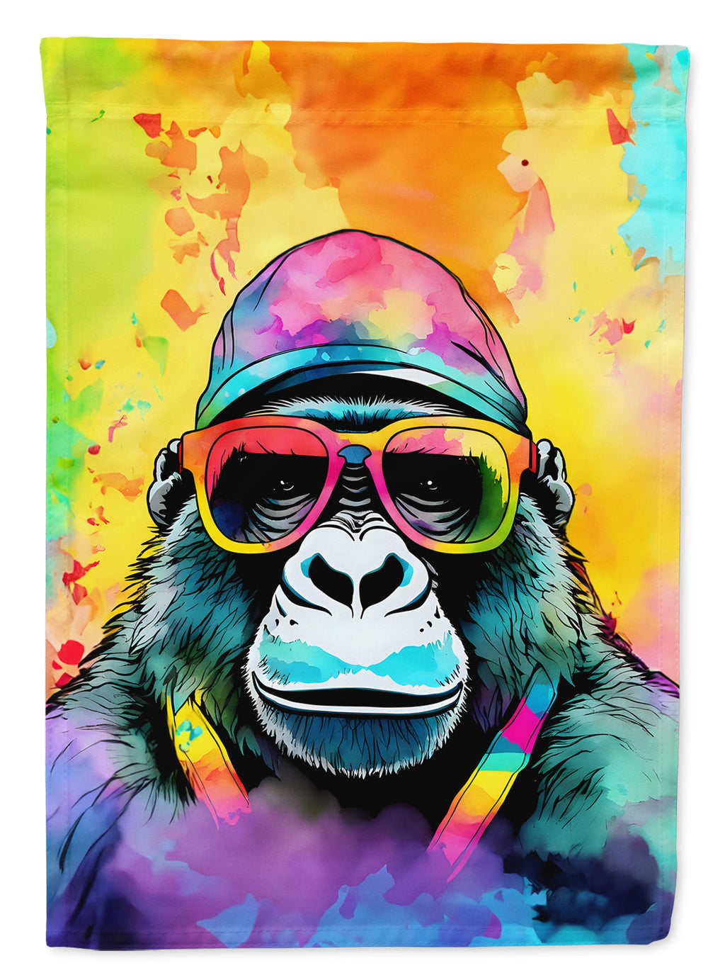 Hippie Animal Gorilla House Flag 28x40 Porch Sleeve Pole Decorative Outside Yard Banner Artwork Wall Hanging, Polyester