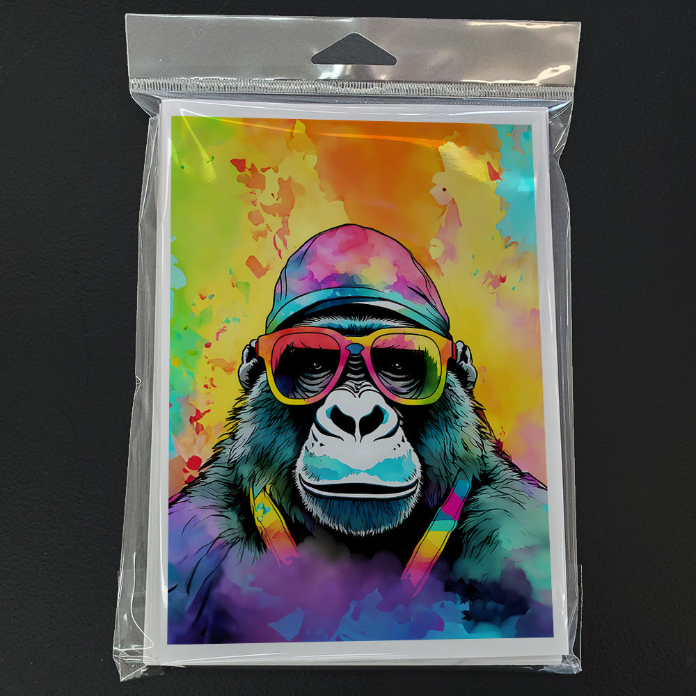 Hippie Animal Gorilla Greeting Cards Pack of 8 Blank Cards with Envelopes Whimsical A7 Size 5x7